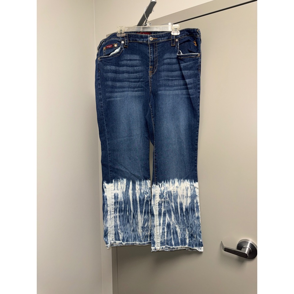 Baby Phat Womens Plus Size 22 Tie Dye Bleached Straight Leg Jeans Y2K Blue Denim